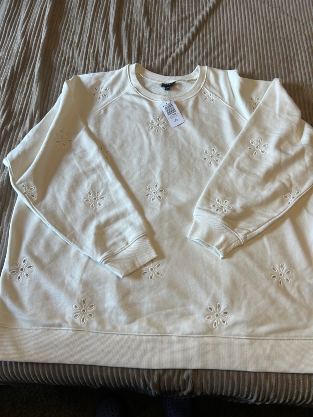 torrid Cream Floral Cutout Crewneck Sweatshirt